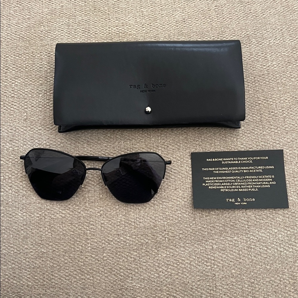 Rag & Bone Black Unisex Sunglasses